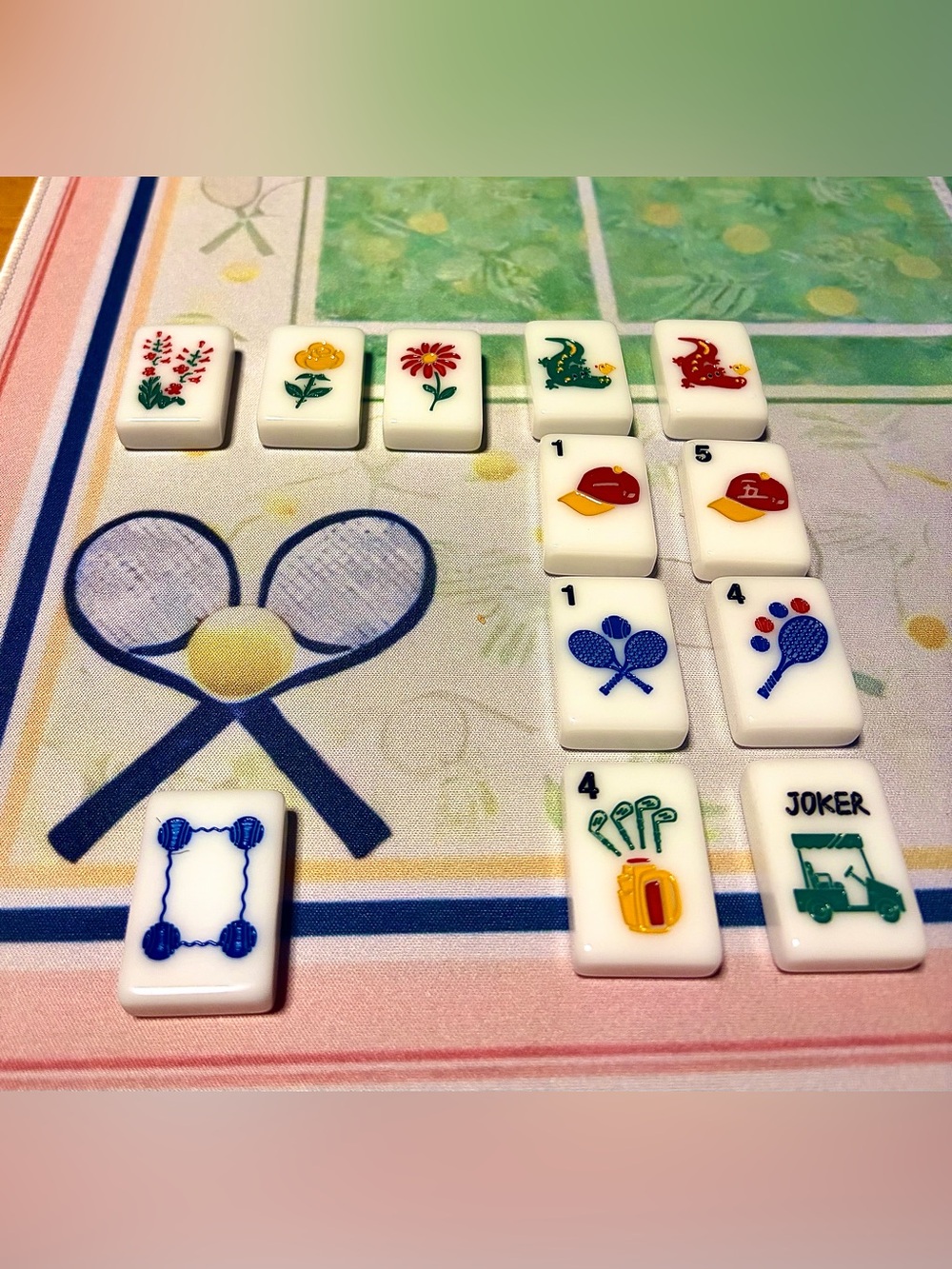 Country club golf tennis 160 engraved white mahjong tiles